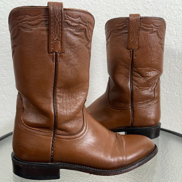 Lucchese 2000 Roper Western Boot in Peanut Brittle(medium brown) Men's 9.5 D - Picture 13 of 16